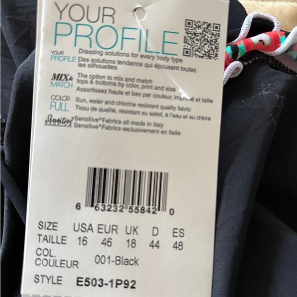 Profile by Gottex Classic Black Swimwear Skort Skirt with Ruched Trim Size 16 - Picture 6 of 9